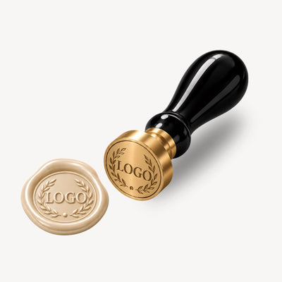 Custom logo wax seal stamp with personalized brass stamp head and wax impression
