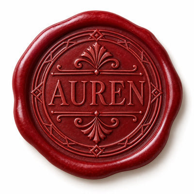 Personalized red wax seal sticker with custom name and decorative monogram design